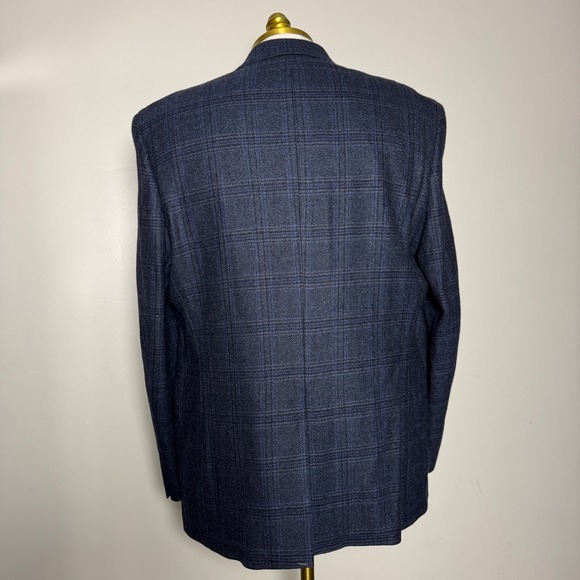Lauren Ralph Lauren Men's Blue Plaid Wool Sport Coat Check Blazer Size 44R - Picture 3 of 5